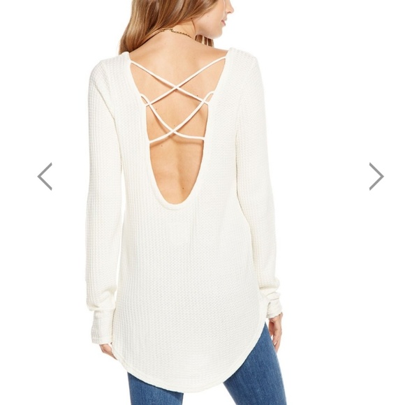 Chaser Thermal L/S Strappy Back Shirttail Tee - Picture 2 of 8